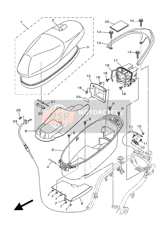 BW5F470F0100, Seat Cover Comp., Yamaha, 0